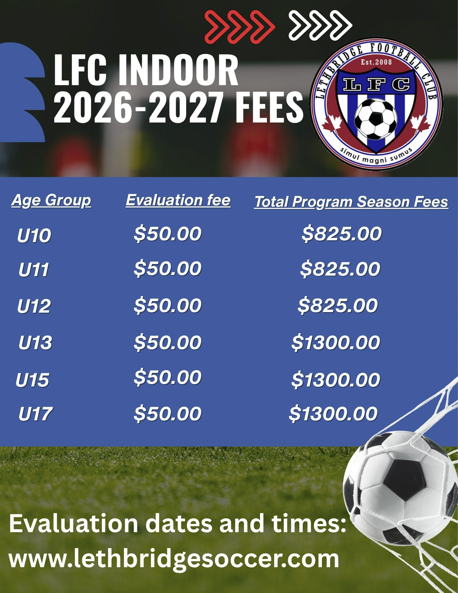 2026 Indoor LFC Fees